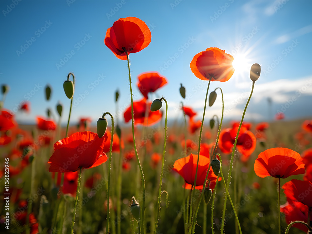Red Poppies in the Sun