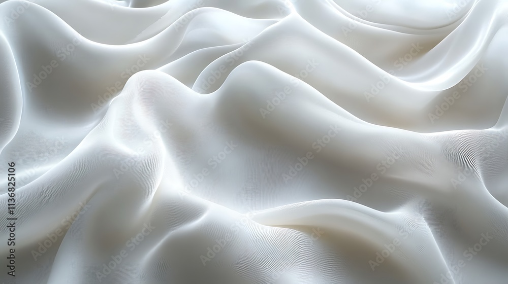 Obraz premium White Fabric Draped in Soft Waves Abstract Texture