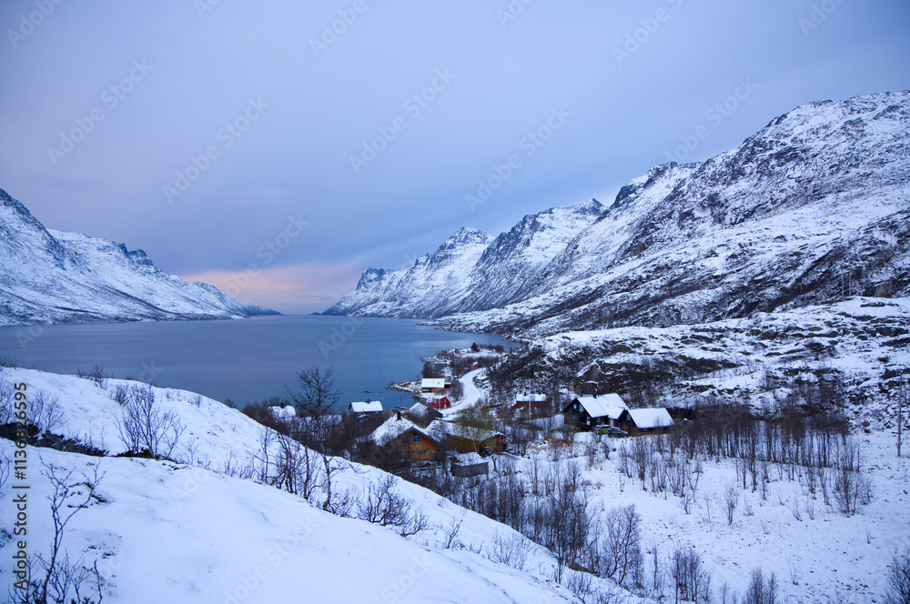Fototapeta premium Ersfjord view point near Tromso, Norway