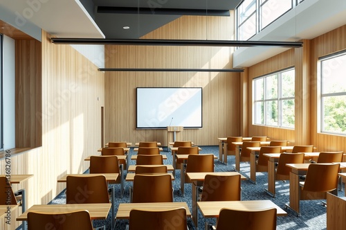 Wallpaper Mural Modern Classroom Interior with Wooden Design and Natural Light Torontodigital.ca