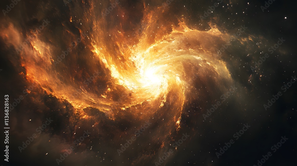 Fototapeta premium Fiery Cosmic Swirl A Galactic Nebula In Space