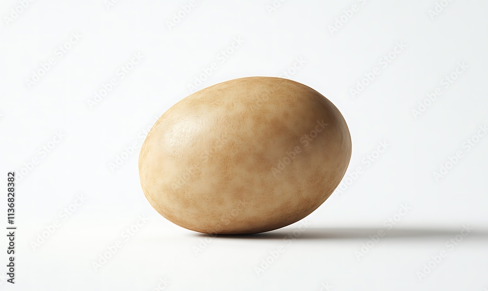 Fototapeta premium A Single Tan Speckled Egg on White Background