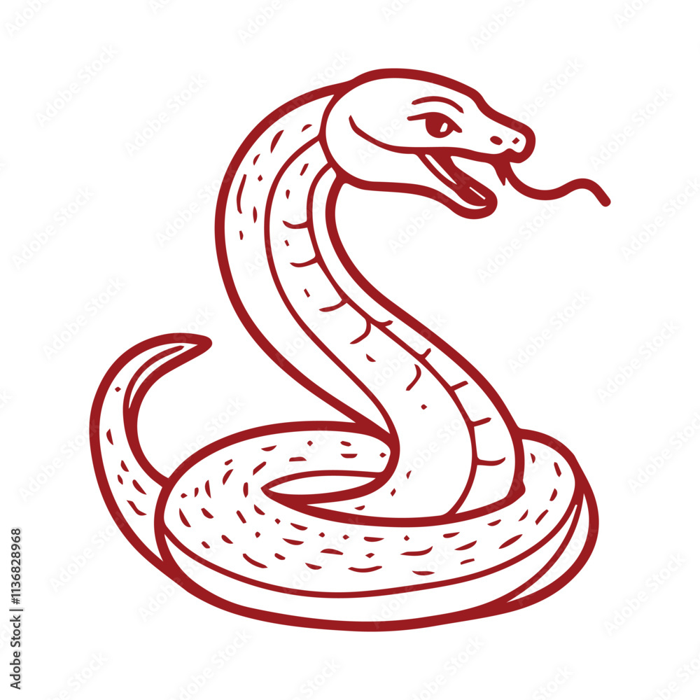 Fototapeta premium Chinese Zodiac Snake Vector Elegant Illustration, Gold Accent, Traditional Pattern with floral Pattern for Lunar New Year and Decorative Use.
