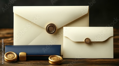 Unique Stationery Items Letter writing set - Set with matching paper envelopes and seals for elegant correspondence Isolated solo on plain background