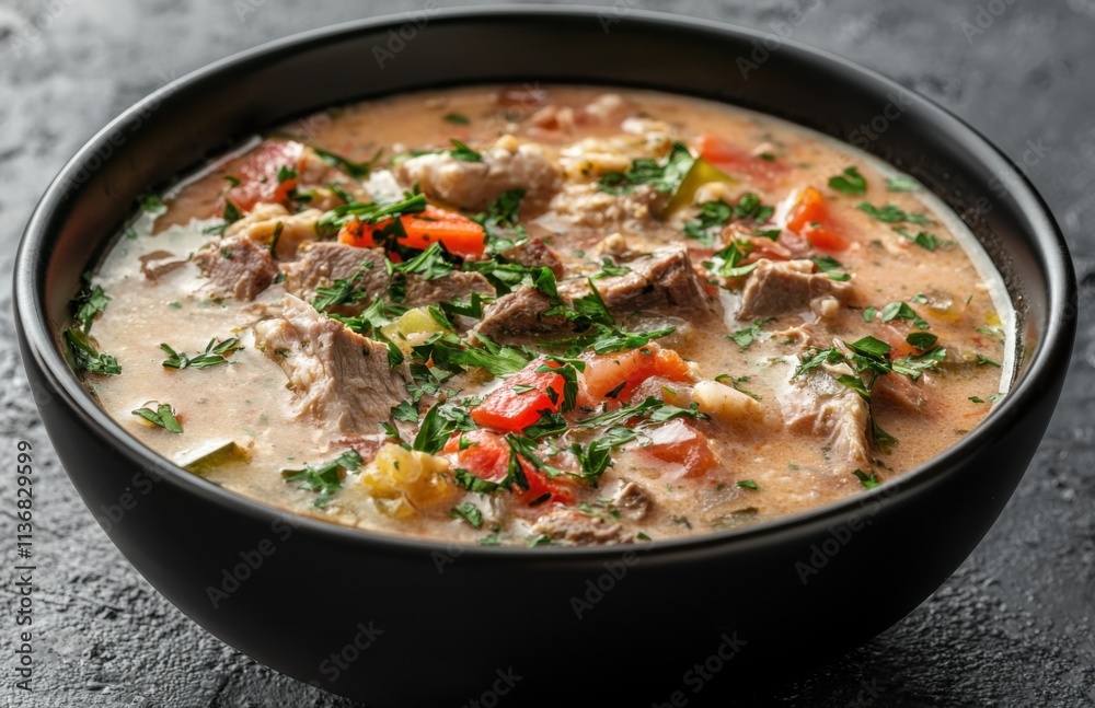 A steaming bowl of vegetable beef soup, loaded with vibrant vegetables, offering warmth and comfort in every spoonful. A steaming bowl of vegetable beef soup, loaded with vibrant vegetables, offering warmth and comfort in every spoonful.