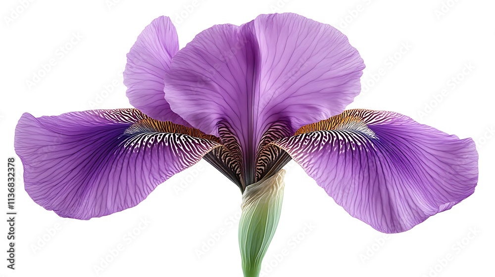 Fototapeta premium A single purple iris flower isolated on white