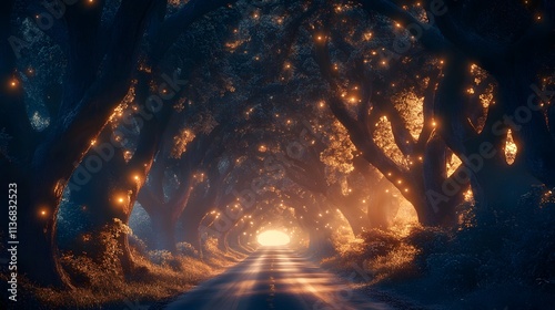 Enchanting Tree Tunnel Road Leading To Light