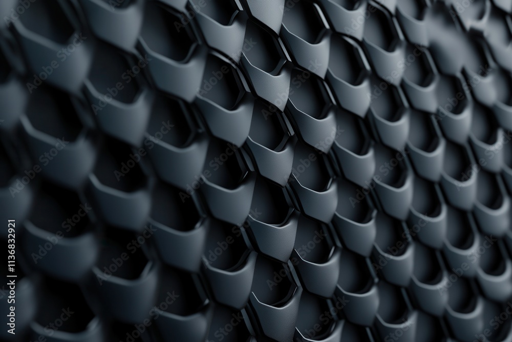 Close-up of a textured, black honeycomb-patterned surface, showcasing its sleek design and modern aesthetic. Close-up of a textured, black honeycomb-patterned surface, showcasing its sleek design and modern aesthetic.