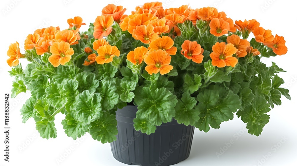Orange Calibrachoa Flowers in a Black Pot Orange Calibrachoa Flowers in a Black Pot