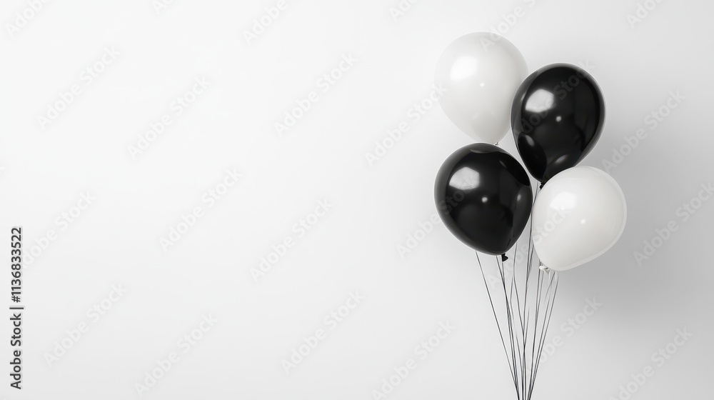 Minimalistic Black and White Balloons Against a Plain Background Minimalistic Black and White Balloons Against a Plain Background