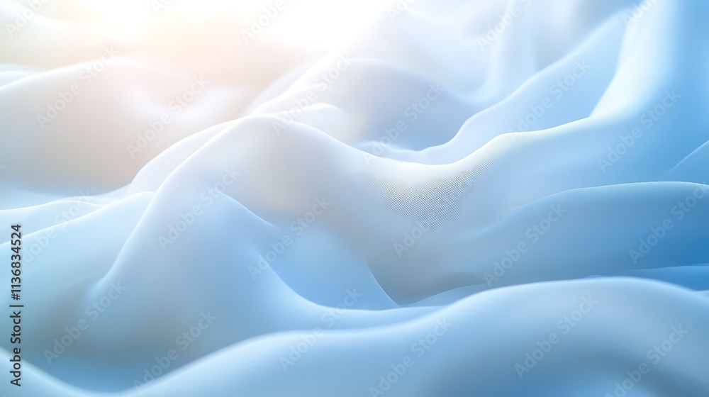 Obraz premium Soft Blue Fabric Draped in Gentle Waves