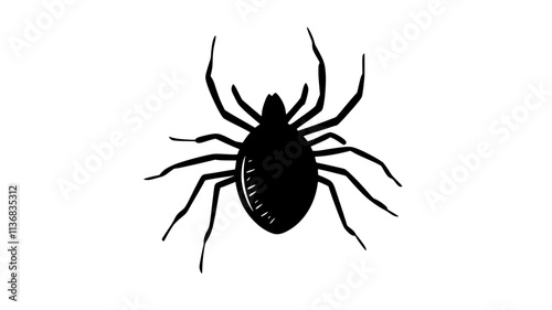 A tick resting, legs spread, preparing to move toward its next host, Animal Illustration