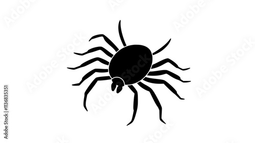 A tick feeding on a large animal's skin, legs gripping firmly, Animal Illustration