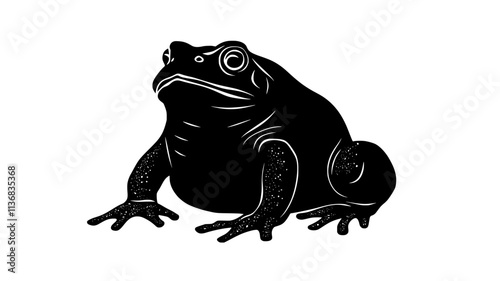 Toad inflating body as defensive posture against predator, Animal Illustration