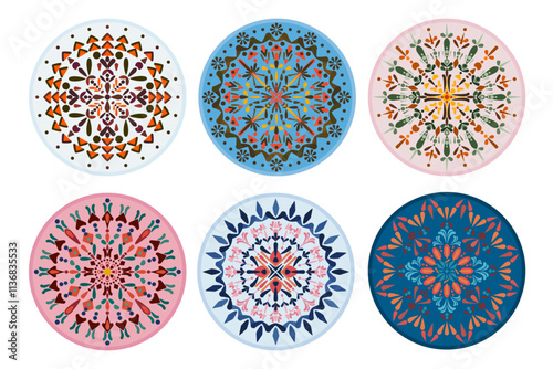 Vector illustration Calm and elegant art pattern with blooming flowers in bright and delicate hues. Classic, original design pattern. Handmade, fabric, background, carpet, wallpaper, textile, ceramic.
