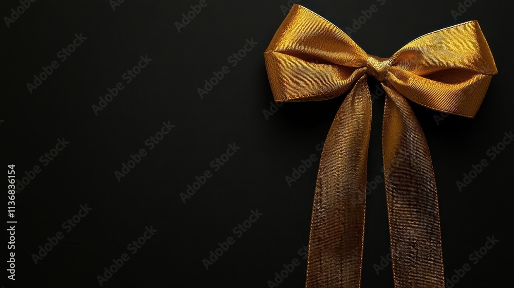 Elegant Golden Satin Bow on Dark Background: A Study in Minimalism and Luxury Elegant Golden Satin Bow on Dark Background: A Study in Minimalism and Luxury