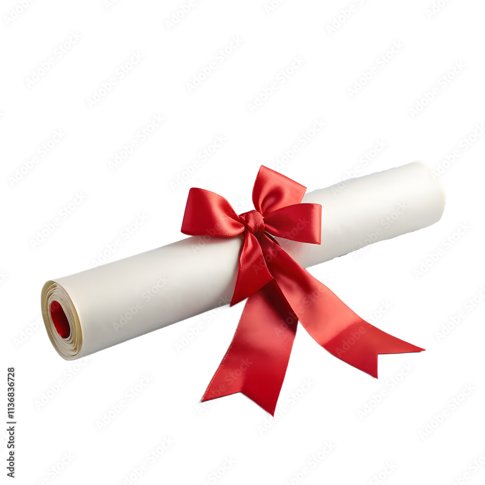 Rolled Diploma with Red Ribbon, Ready for Graduation Rolled Diploma with Red Ribbon, Ready for Graduation