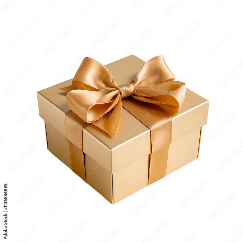 Golden Gift Box with a Luxurious Satin Ribbon Golden Gift Box with a Luxurious Satin Ribbon