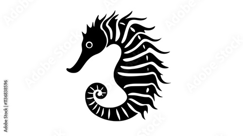 Seahorse eating brine shrimp with its snout, Animal Vector Graphic