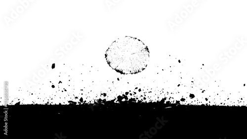 A single sand dollar remains stationary on the seafloor, surrounded by debris, Animal Vector Graphic
