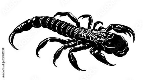 The scorpion moves cautiously, tail poised to strike, Animal Vector Graphic