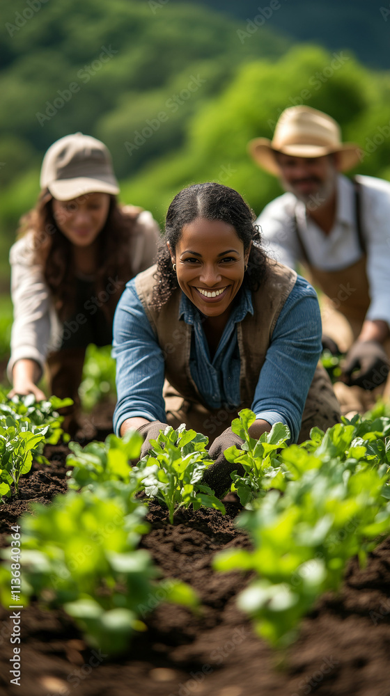 custom made wallpaper toronto digitalJoyful farmers planting crops in a lush field during a sunny day