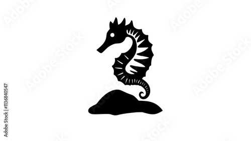 Seahorse hovering in place near a coral reef, moving slightly with the current, Animal Digital Art