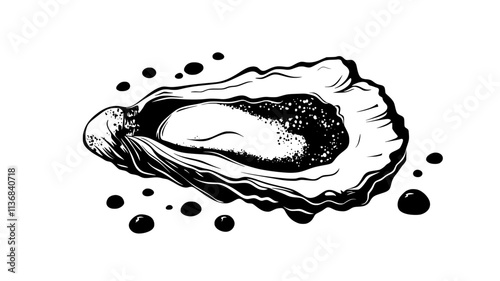 A single oyster lies on the seabed, covered by a thin layer of sand, Animal Digital Art