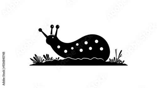 A slug explores a patch of damp earth, navigating around small obstacles, Animal Digital Art