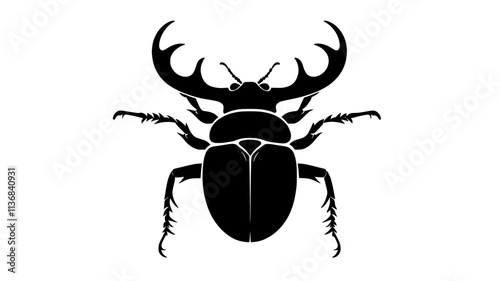 Stag beetle with mandibles locked in combat, Animal Digital Art