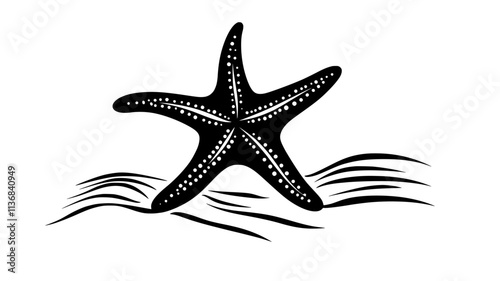 A starfish moves slowly across the ocean floor, arms gently pushing against the sand, Animal Digital Art