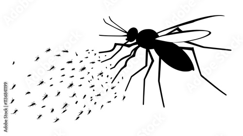 The mosquito flies in a zigzag pattern, searching for a place to land, Animal Digital Art