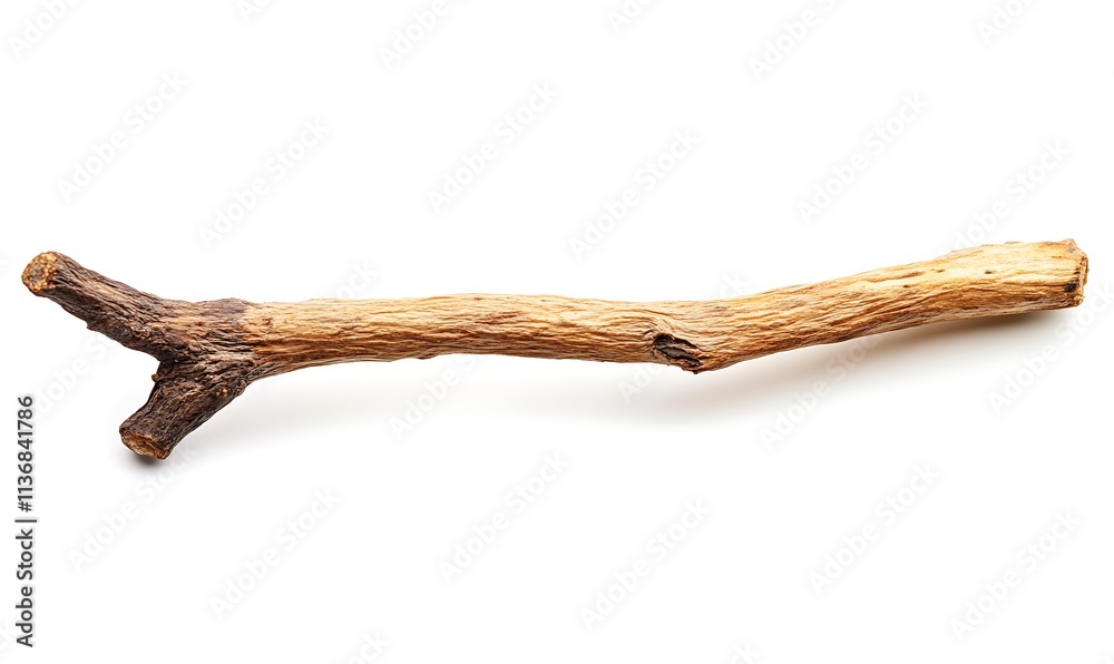 A Small Dried Branch Isolated On White Background A Small Dried Branch Isolated On White Background