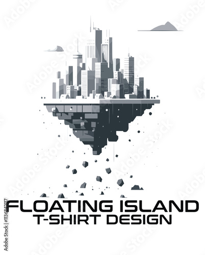 Floating Island Vector T Shirt Design photo