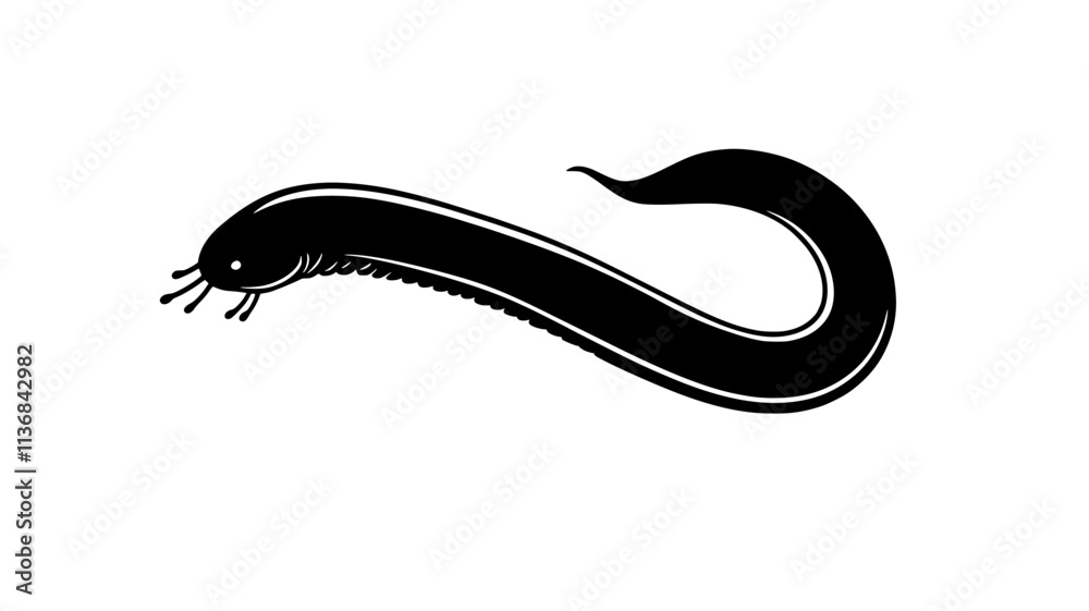 Fototapeta premium The body of an Ascaris worm, showing its smooth, cylindrical shape and tapered ends, Vectorized Animal Art