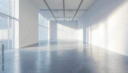 Wallpaper Mural This image showcases a bright, minimalistic gallery space filled with natural light, perfect for exhibitions or showcases. Torontodigital.ca