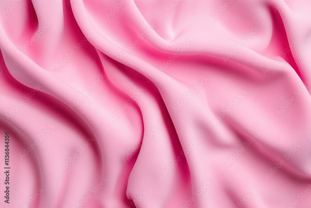 Fototapeta premium Soft, flowing pink fabric creating elegant waves and textures, perfect for fashion or design applications.
