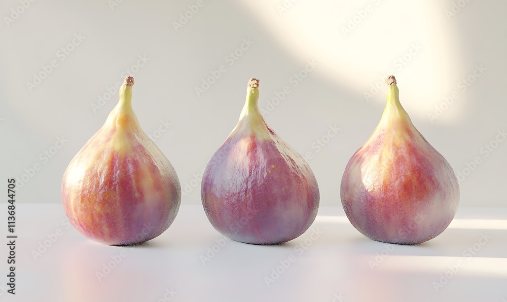 Three Figs In A Row Basking In Sunlight Three Figs In A Row Basking In Sunlight