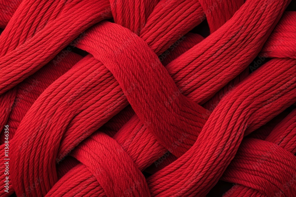 A vibrant close-up of intricately woven red rope, showcasing its texture and rich color in a bold pattern. A vibrant close-up of intricately woven red rope, showcasing its texture and rich color in a bold pattern.