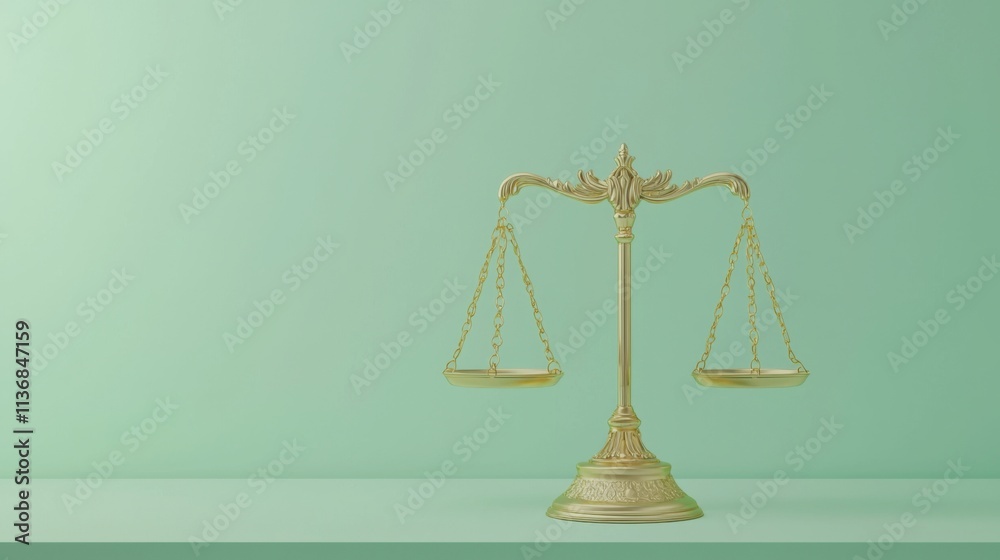 This image features beautifully crafted golden scales of justice symbolizing law, balance, and fairness in a pleasing setting. This image features beautifully crafted golden scales of justice symbolizing law, balance, and fairness in a pleasing setting.