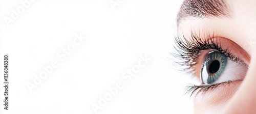 Wallpaper Mural Close-Up Portrait of Young Woman's Beautiful Eye, Perfect Smooth Skin, Perfectly Shaped Eyebrow and Luscious Long Lashes. Beauty Products, Cosmetics, Make-Up. Advertisement of Eco Treatment, Skin Care Torontodigital.ca