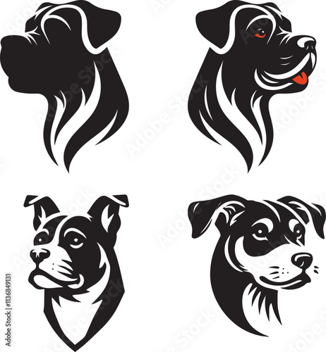 Silhouette dog head icons. photo