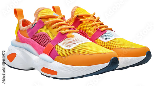 Colorful Summer Sneakers  Trendy Yellow Pink Orange Shoes  Athletic Fashion Footwear