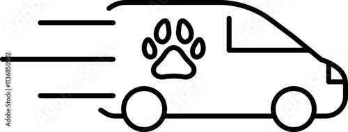 Animal delivery, pet cargo, pet transport, pets shipping, pet delivery vector image, pet transportation, pets travel icon.