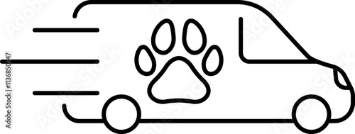 Animal delivery, pet cargo, pet transport, pets shipping, pet delivery vector image, pet transportation, pets travel icon.