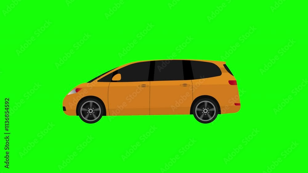 Yellow Car Loop Animation with Green Background Yellow Car Loop Animation with Green Background