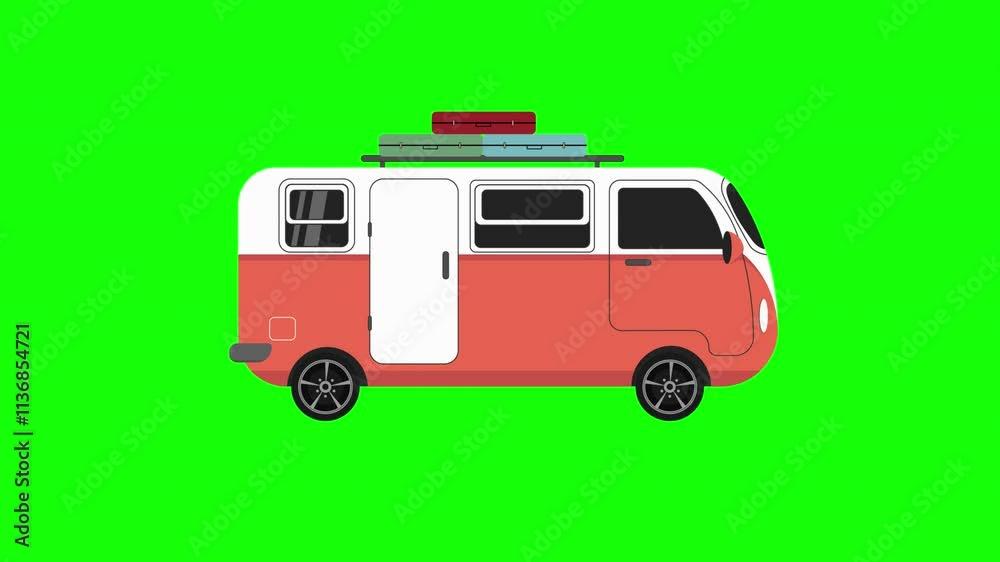 Retro Camper Van Travel Loop Animation on Green Screen
Retro Camper Van Travel Loop Animation on Green Screen