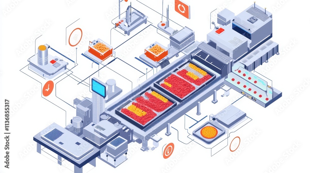 Automated Food Processing Factory with Advanced Technology and Robotics Systems Automated Food Processing Factory with Advanced Technology and Robotics Systems