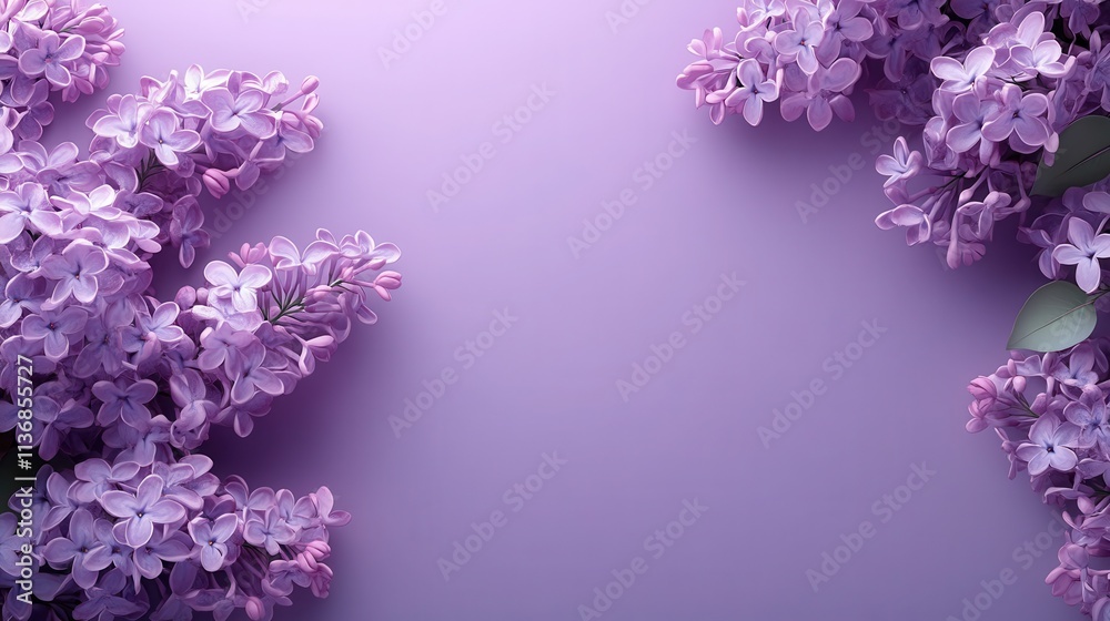 Elegantly minimalistic wallpaper featuring lilac flowers on a soft purple background ideal for digital use mockup, mock up, template, empty, for text, place, copyspace, copy space Elegantly minimalistic wallpaper featuring lilac flowers on a soft purple background ideal for digital use mockup, mock up, template, empty, for text, place, copyspace, copy space