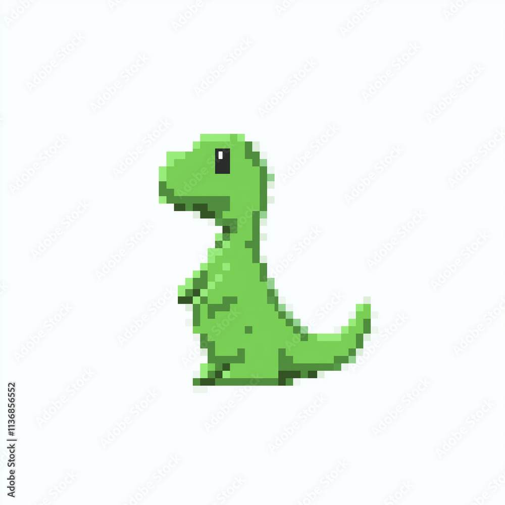 Green pixelated tyrannosaurus rex dinosaur standing Green pixelated tyrannosaurus rex dinosaur standing